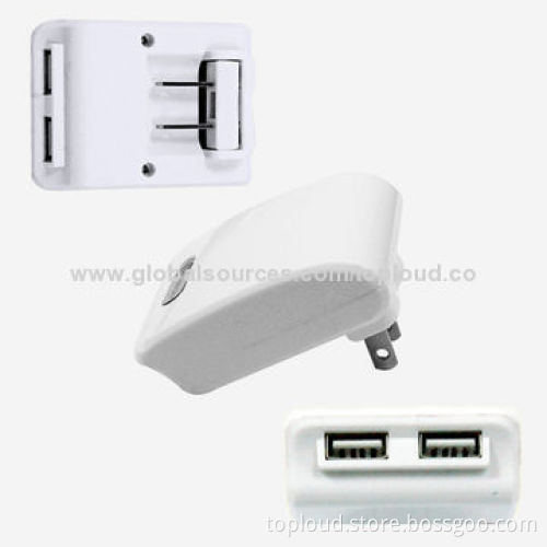 Travel Charger Mobile Phone and Smartphone, Dual USB, with 5V/2.1A Output